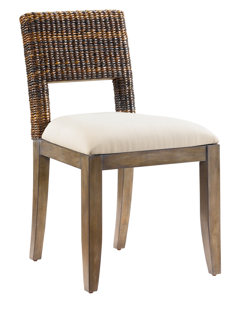 Abaca and Wood Dining Side Chairs